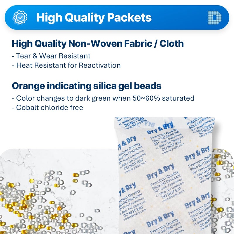Dry & Dry 500 Gram [2 Packets] Orange Indicating Silica Gel Packets Desiccants - Food Safe Silica Packs, Silica Gel, Silica Packets, Desiccant Packs for Food Storage - Image 2